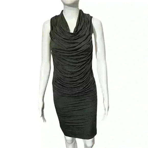 Helmut Lang Womens Dress Ruched Sleeveless Draped Gathered Bodycon Wiggle Size P - Picture 1 of 10